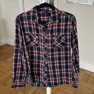 Urban Outfitters Navy, Burgundy and White Plaid Shirt